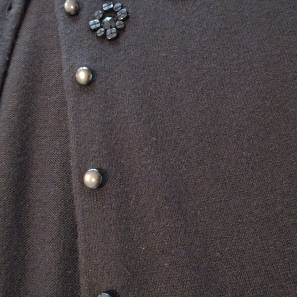 NWOT Talbot's Black Beaded Dress Cardigan, Silk/Cotton/Cashmere Petite Small - Picture 5 of 10